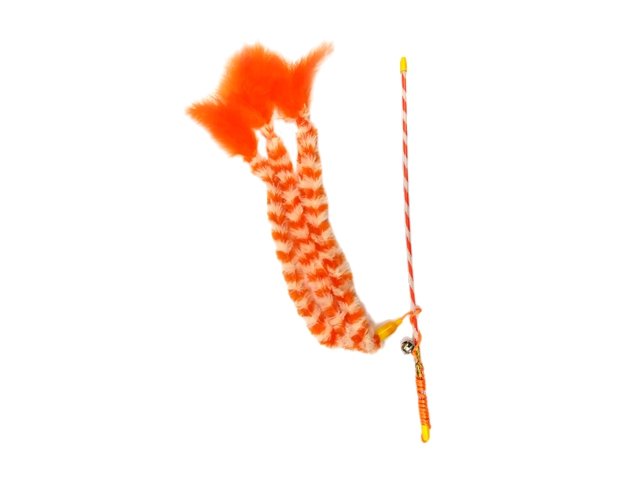 GIMCAT žaislas katėms pagaliukas su triguba pliušine uodega ir varpeliu 46cm