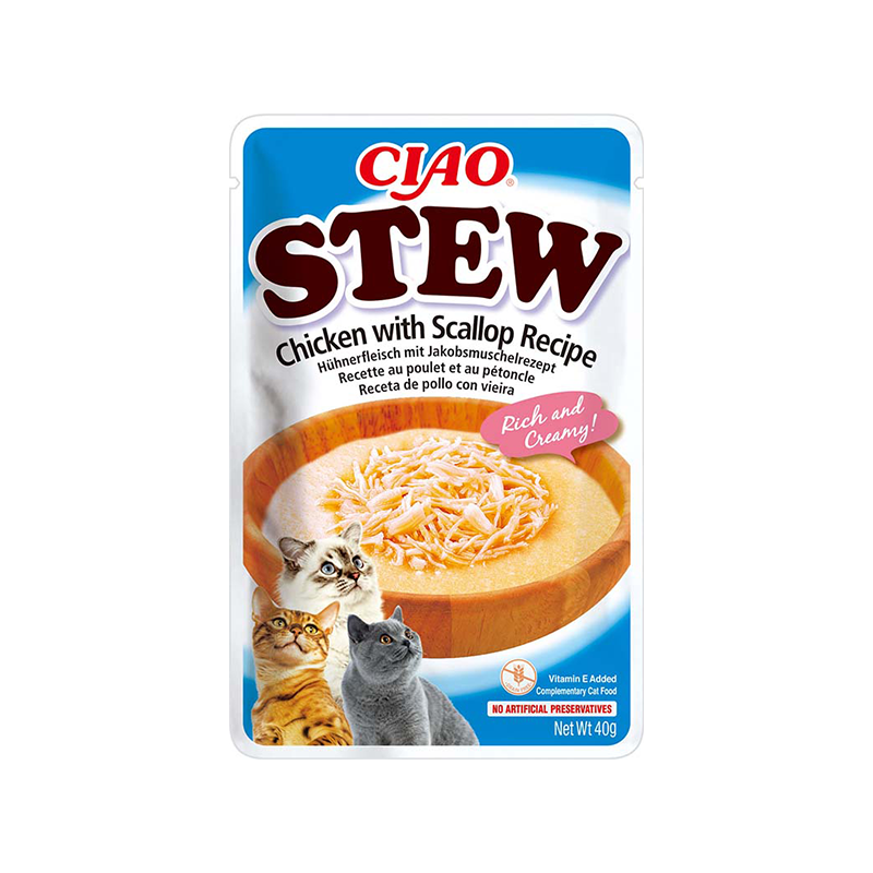 Ciao troškinys su vištiena ir šukutėmis skanėstas katėms 12x40 g