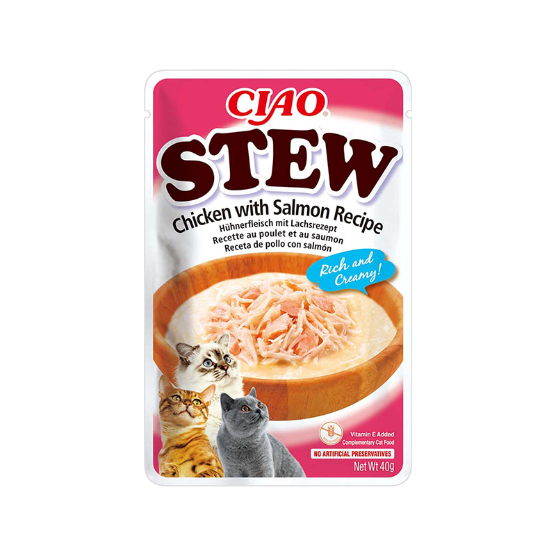 Ciao troškinys su vištiena ir lašiša skanėstas katėms 12x40 g