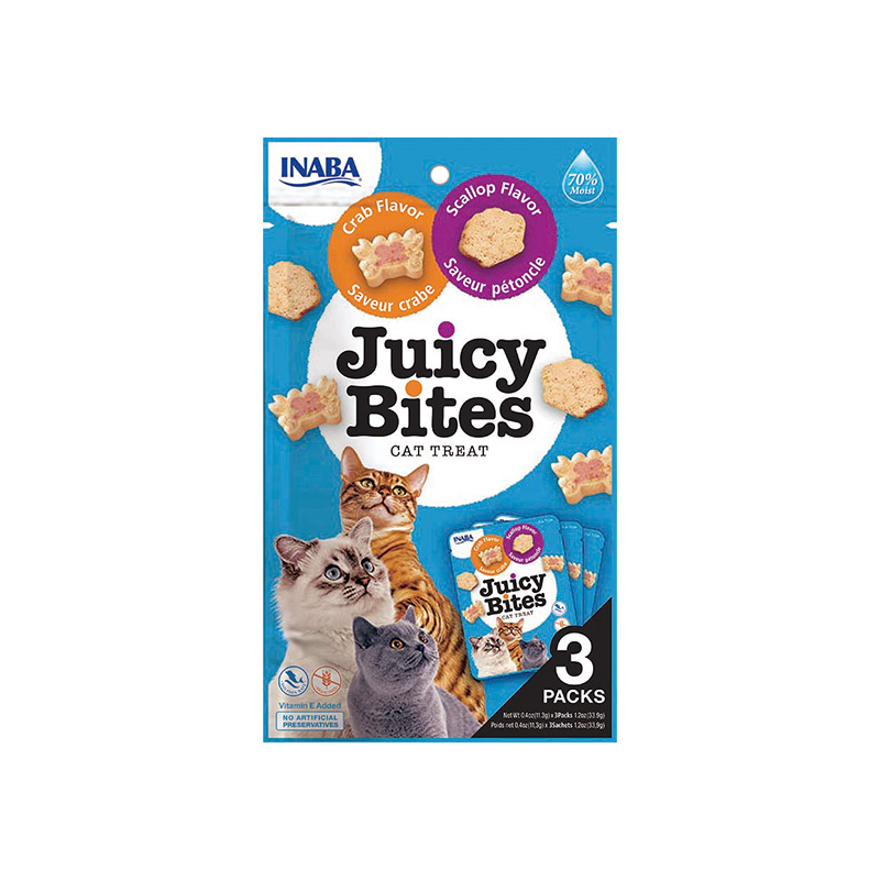 Juicy Bites guminukai su šukutėmis ir krabais skanėstai katėms 6x100g