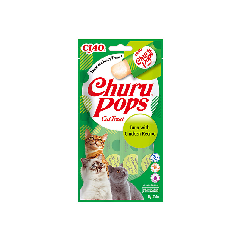 Churu Pops skanėstai su tunu ir vištiena katėms 12x60g