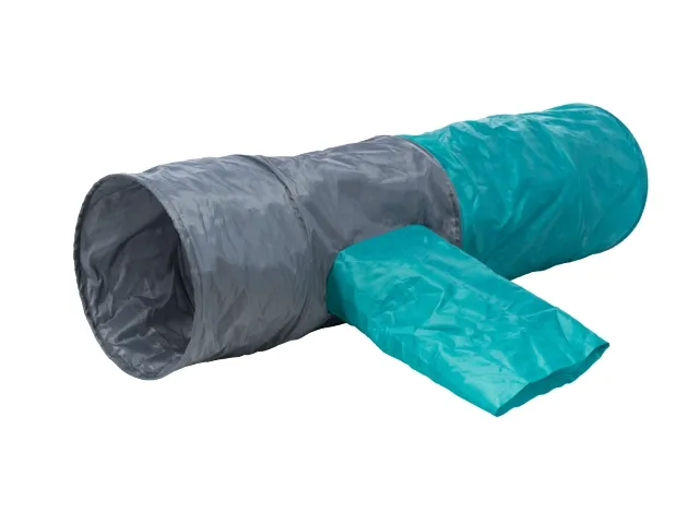 TRIXIE Žaidimų tunelis katėms su 4 įėjimais pliušas 30x115 cm pilka/žalsva