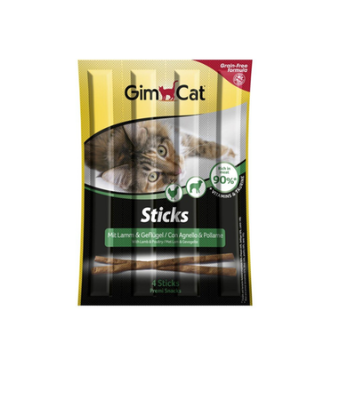 GimCat Sticks begrūdės lazdelės su paukštiena ir ėriena 4 vnt