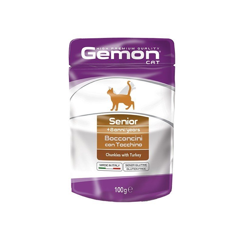 Gemon Senior +8 konservuotas pašaras senyvoms katėms su kalakutiena 12x100g