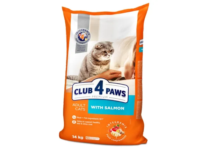 CLUB 4 PAWS Premium visavertis ėdalas suaugusioms katėms su lašiša 14 kg