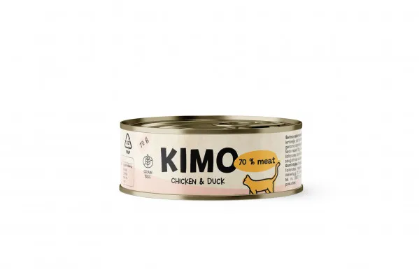 Kimo Chicken&Duck konservai katėms su vištiena ir antiena 24x70g