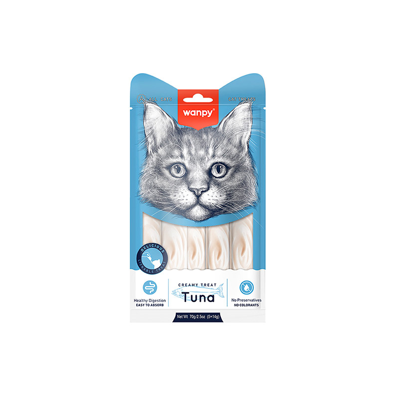 Wanpy Creamy Treats skanėstai katėms su tunu 6x70 g