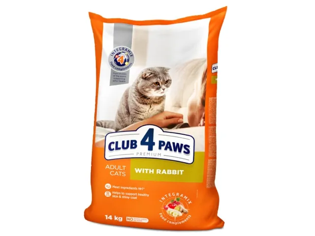 CLUB 4 PAWS Premium visavertis maistas suaugusioms katėms su triušiena 10 kg