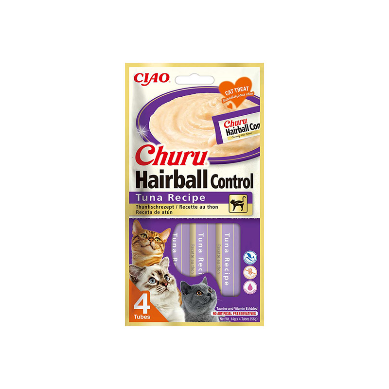 Churu Hairball Control kreminis skanėstas su tunu katėms 12x56g