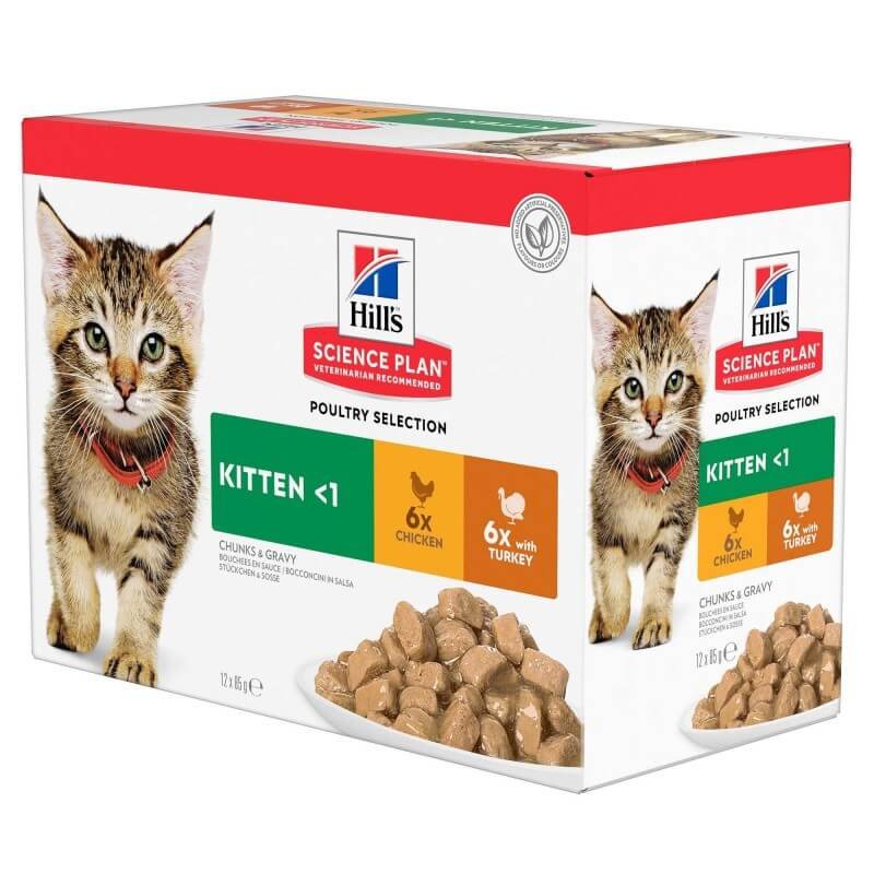 Hill's Science Plan Kitten Multipack Vištiena&Kalakutiena guliašo rinkinys kačiukams 12x85g