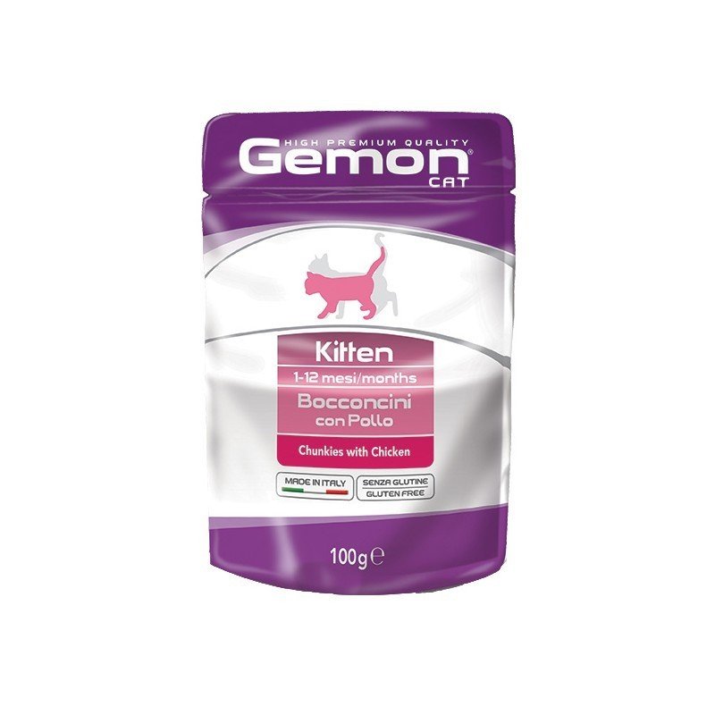 Gemon Kitten konservuotas pašaras jauniems kačiukams su vištiena 12x100g