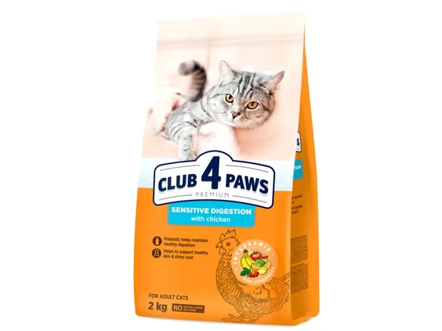 CLUB 4 PAWS Premium visavertis maistas suaugusioms katėms jautriam virškinimui SENSITIVE DIGESTION 2 kg