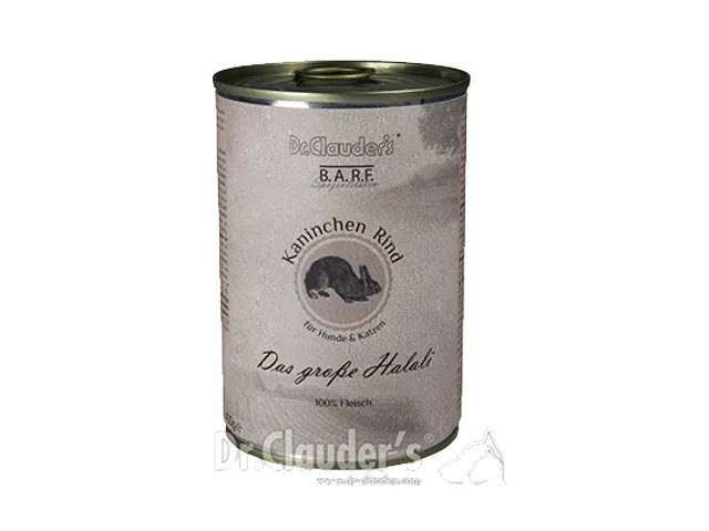 DR. CLAUDER'S BARF 100% mėsos konservai šunims ir katėms su triušiena ir jautiena 2x400g