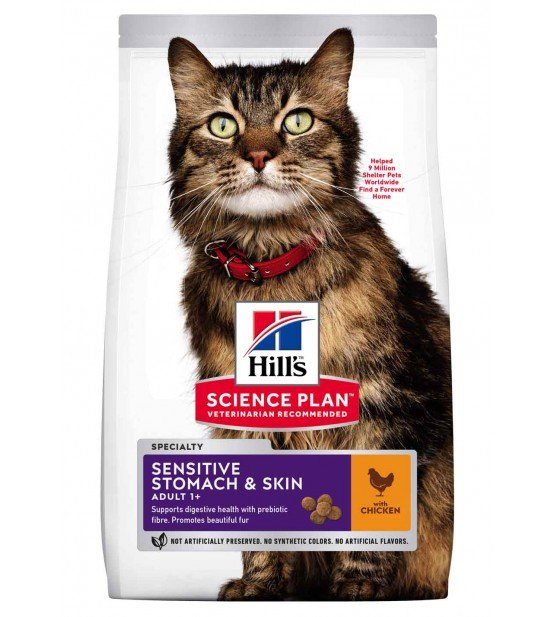 Hill's Science Plan Sensitive Stomach & Skin Adult sausas maistas katėms su vištiena 1.5 kg