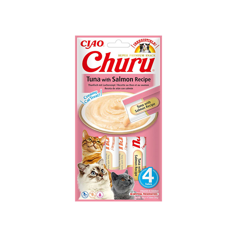 Churu kreminis skanėstas su tunu ir lašiša katėms 12x56g