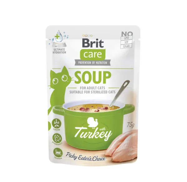 Brit Care Cat Soup Turkey sriuba su kalakutiena katėms 15x75g