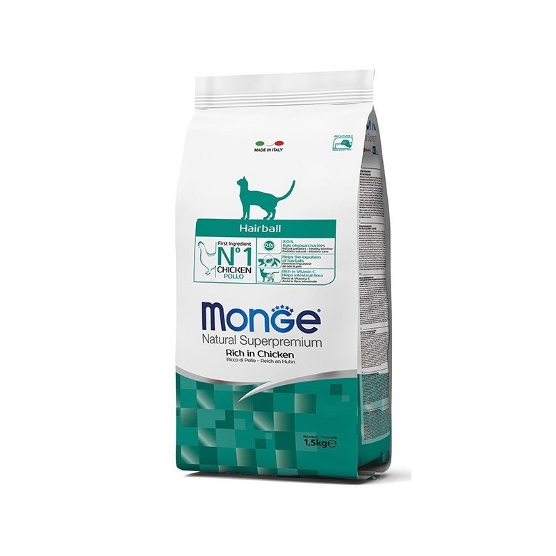 Monge Daily Line Hairball super premium pašaras suaugusioms katėms su vištiena 1.5kg