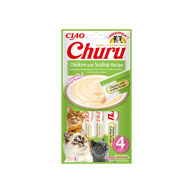 Churu kreminis skanėstas su vištiena ir šukutėmis katėms 12x56g