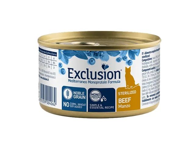 Exclusion Mediterraneo konservai sterilizuotoms katėms su jautiena 6x85g