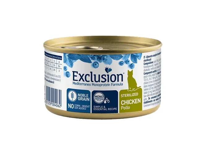Exclusion Mediterraneo konservai sterilizuotoms katėms su vištiena 6x85g