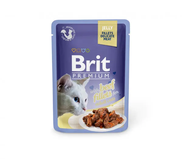 Brit Premium Cat Delicate Konservai Katėms Beef in Jelly 24x85g