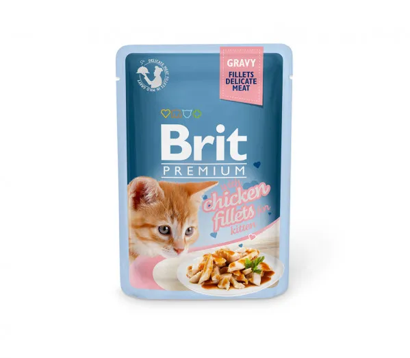 Brit Premium Cat Delicate Konservai Katėms Chicken for Kitten in Gravy 24x85g