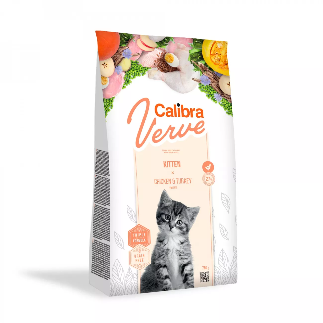 CALIBRA Cat Verve GF Kitten Chicken & Turkey sausas maistas kačiukams ir maitinančioms katėms su paukštiena 3,5kg