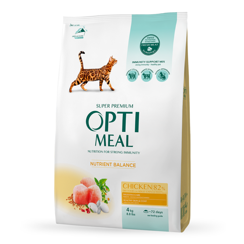 OPTIMEAL Visavertis sausas maistas suaugusioms katėms su vištiena 4 kg