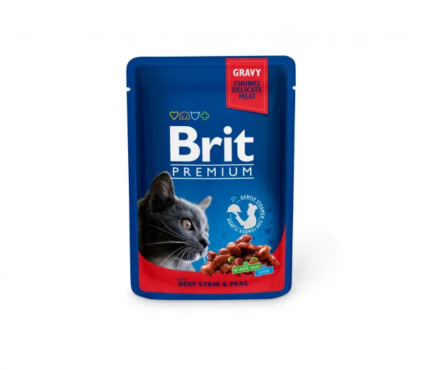 Brit Premium Konservai Katėms Beef Stew&Peas 24x100g
