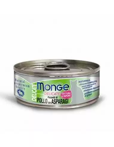 Monge Delicate - Šlapias Kačių maistas su Vištiena ir šparagais 12x80g