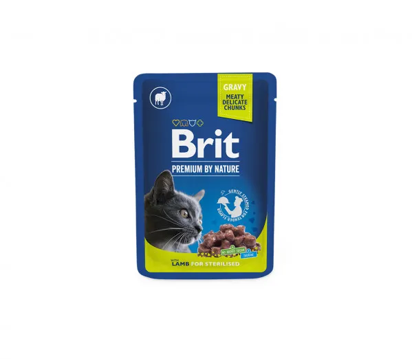 Brit Premium Konservai Katėms Lamb for Sterilised 24x100g