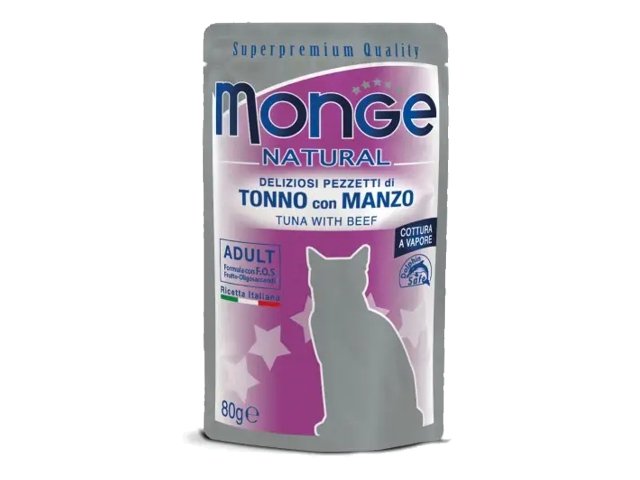 Monge Natural kons. pašaras suaugusioms katėms tunas ir jautiena 12x80g