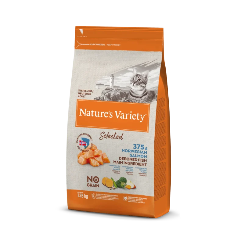 Nature’s Variety Selected Sausas Maistas Sterilizuotom Katėms (norvegiška lašiša) 1.25 kg