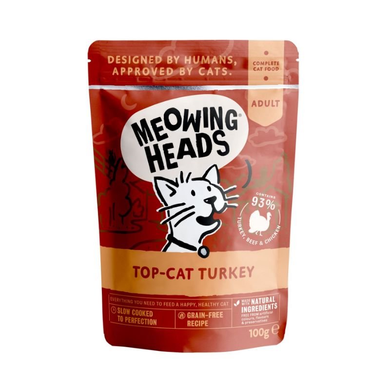 MEOWING HEADS Top Cat Turkey Kalakutiena Jautiena Vištiena 10x100g