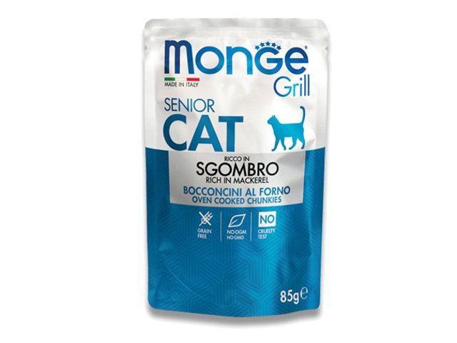 Monge Grill Senior konservai senyvoms katėms su skumbre 12x85g