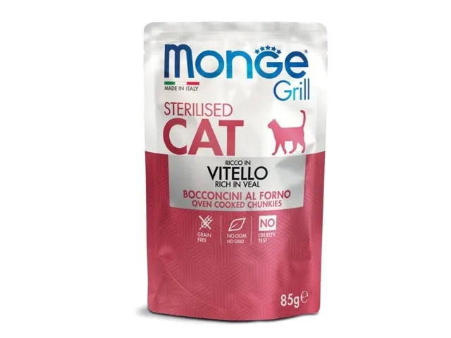 Monge Grill Sterilised konservai sterilizuotoms katėms su veršiena 12x85g
