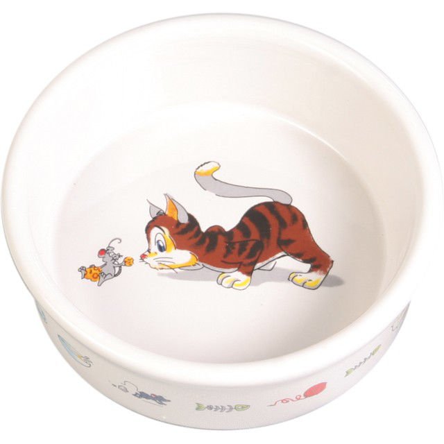 TRIXIE Dubenėlis katė su pele keramika 0.2 l ø 12 cm baltas