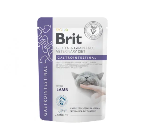 Brit GF Veterinary Diets Konservai Katėms Gastrointestinal - Low Fat 12x85g