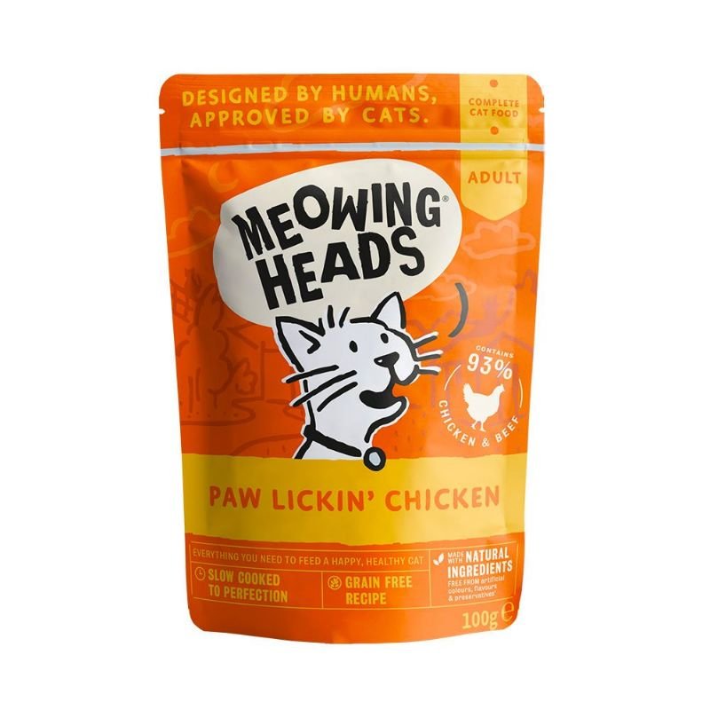 MEOWING HEADS Paw Lickin' Chicken Vištiena Jautiena 10x100g