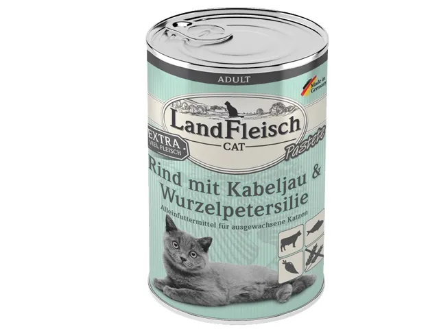 LandFleisch konservai katėms su jautiena ir menkių mėsa 6x400g