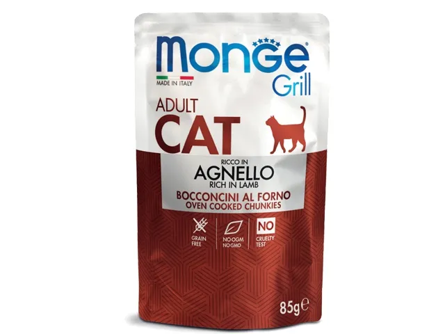 Monge GRILL Adult konservai katėms su ėriena 12x85g