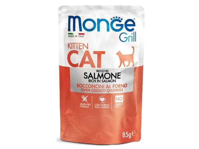 Monge GRILL Kitten konservuotas pašaras kačiukams su lašiša 12x85g