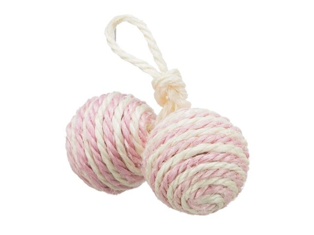 TRIXIE 2 kamuoliukai su virve sizalis ø 4.5 cm