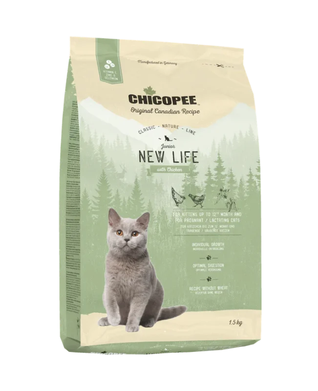 Chicopee Classic Line Junior New Life Chicken Sausas Maistas Katėms 15 kg