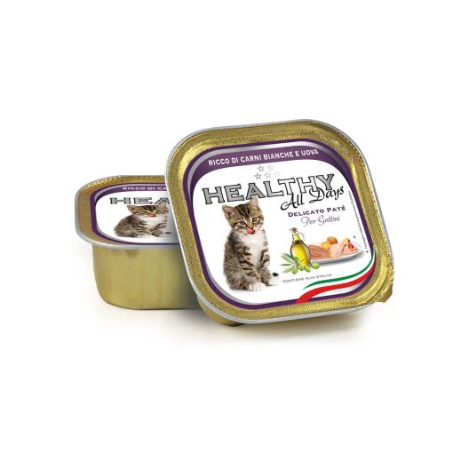 Healthy All Days (su balta mėsa ir kiaušiniais) paštetas jauniems kačiukams 12x90g
