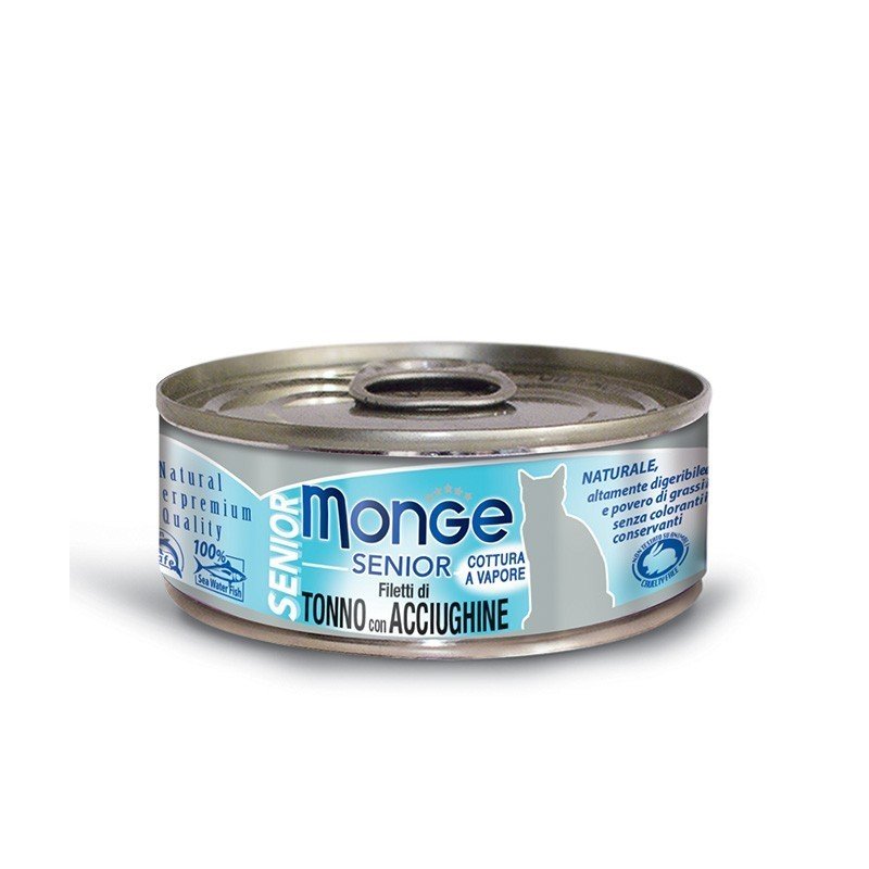 Monge Jelly Senior kons. pašaras senyvoms katėms su tunu ir ančiuviais 12x80g