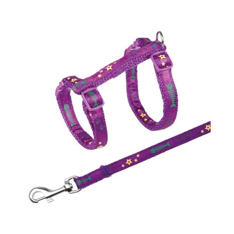 TRIXIE Kačių petnešos su pavadėliu žuvies kaulai 23-39 cm-10 mm 1.20 m