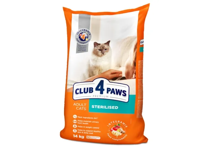 CLUB 4 PAWS Premium visavertis ėdalas suaugusioms sterilizuotoms katėms Sterilized 14 kg