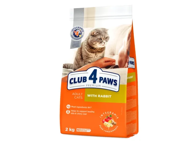 CLUB 4 PAWS Premium visavertis maistas suaugusioms katėms su triušiena 2 kg