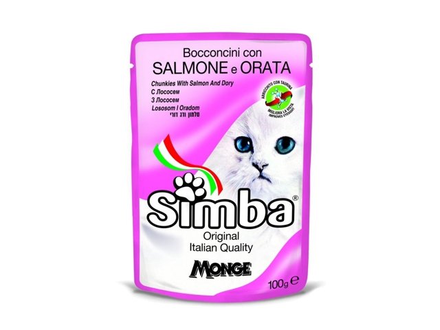 Simba konservuotas pašaras katėms su lašiša ir karšiu 12x100g